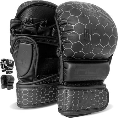 Боксерські рукавички IRON FIGHTER MMA для спарингу, посилена амортизація, чорні, L, для тренувань, боксу, кікбоксингу, муай-тай, дорослі