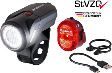 Світлодіодний набір велосипедних фар SIGMA Aura 35 і NUGGET II, переднє та заднє світло, водостійкі, на акумуляторі, StVZO