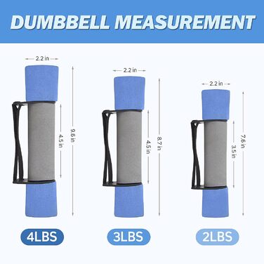 Гантелі Cansena, вага рук, набір з 2, вправи та фітнес, гантелі з нековзним м'яким хватом і ременями для рук для дому, тренажерного залу, тренувань, схуднення, силових тренувань для жінок (0.9 синій