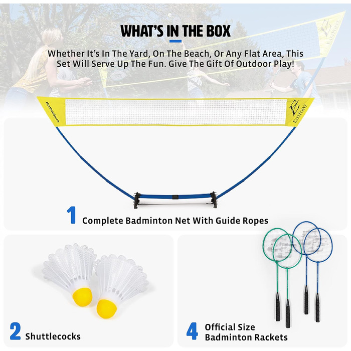 Набір для бадмінтону EastPoint Sports з легким налаштуванням