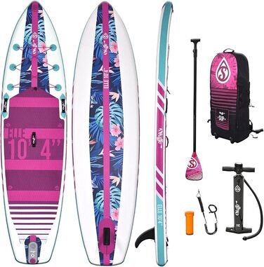 Надувне весло Skiffo Sup Stand Up Elle 10'4 PB-SXX104C Dropstitch Pack Весло, повідець, насос і сумка для транспортування, до 120 кг-236 л-315 x 79 x 13 см, для жінок, рожевий