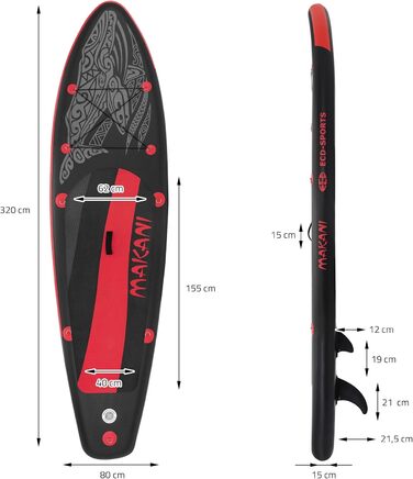 Надувна SUP-дошка ECD Germany 305-380 см, до 150 кг, комплект із веслом, сидінням-каяком і сумкою, різні моделі