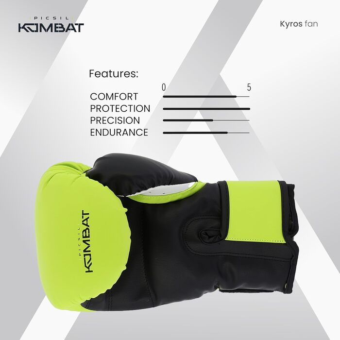 Боксерські рукавички Picsil Kombat Kyros 10oz, для тренувань і боїв з Муай Тай, ММА, кікбоксингу, унісекс, Citrus