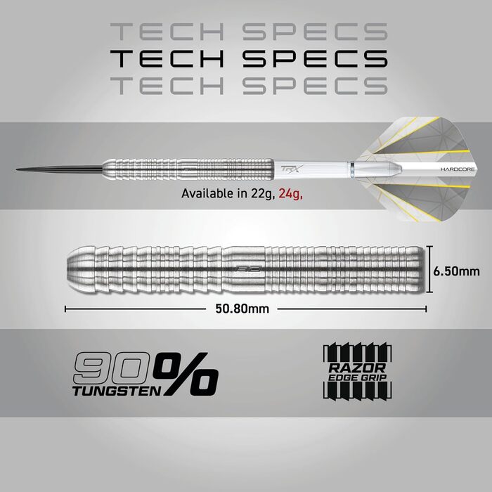 Дротики RED DRAGON Seren Pure 90% вольфраму, сталевий наконечник, професійний набір, 21-25 г, з крилами і хвостовиками, 4 стилі
