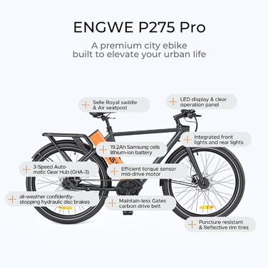 MTB P275 Pro, запас ходу 260 км, шини 250 Вт, 27,5 дюймів