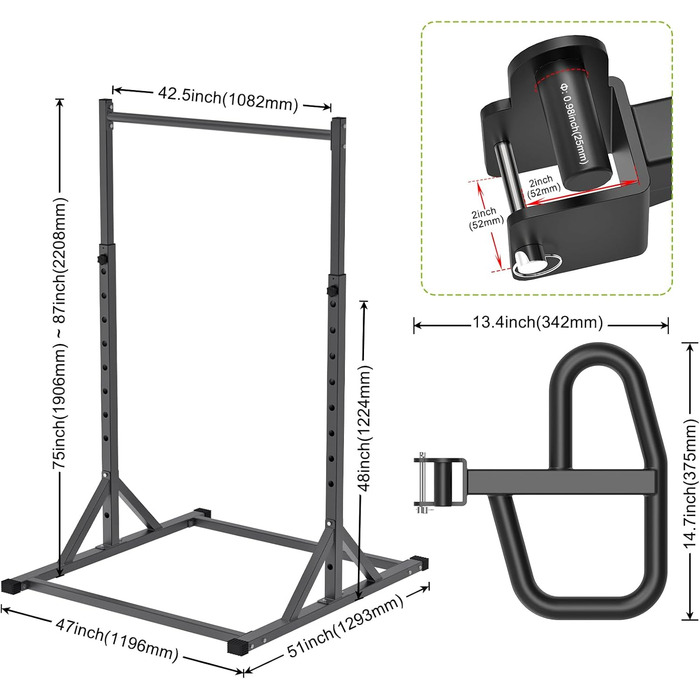 Окремостояча силова вежа SELEWARE Pull-Up Bar - з регульованою силовою стійкою Dip Station на 2 x 2 дюйми та 1 дюйм Домашній тренажерний зал місткістю 226,8 кг (чорний, зі станцією занурення)