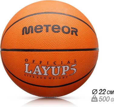 Дитячий міні-баскетбольний м'яч meteor Layup Розмір 5 6 7 Ідеально підходить для молоді Дитячі ручки від 4-8 років Ідеальний баскетбол для тренувань М'який баскетбольний м'яч з чіпкою поверхнею Розмір 5 (Kids) помаранчевий