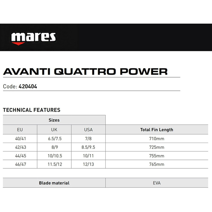 Ласти Mares Avanti Power 4 SF