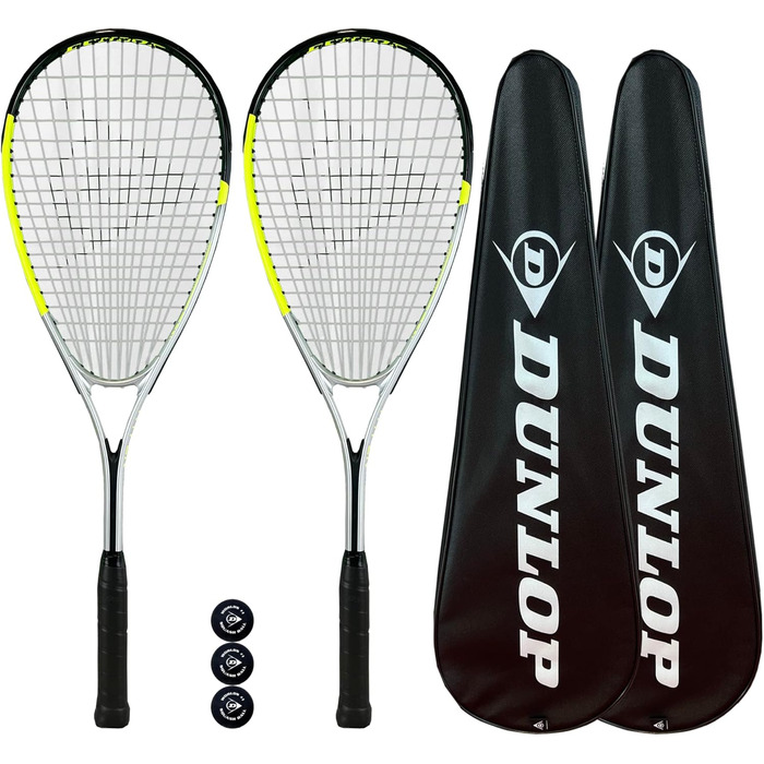 Ракетка для сквошу Dunlop Hyper Lite Pro Double Pack, в т.ч. повний захисний чохол і 3 м'ячі для сквошу