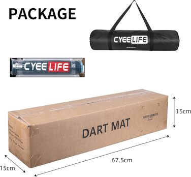 Килим CyeeLife Dart з сумкою, 65x295см, для сталевих і м'яких дротиків