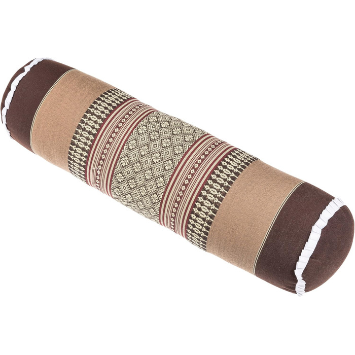 Подушка тайська Handelsturm 50x13 з наповнювачем Kapok Yoga Bolster Yoga Pillow Roll Solid Pillow Roll (тайський візерунок коричнево-бежевий)