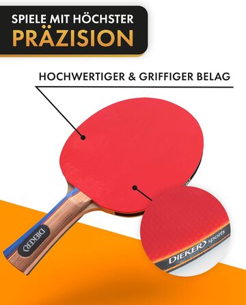Професійний набір для настільного тенісу від DIEKER містить 2 високоякісні ракетки та 3 м'ячі преміум класу в т.ч. міцна сумка для перенесення Ідеальний варіант для всієї родини Чорний