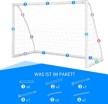 Футбольні ворота COSTWAY 180x120 см для дітей і дорослих, садові, з міцною сіткою та 6 кілочками