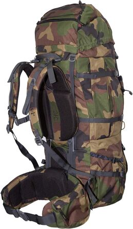 Туристичний рюкзак Tashev Outdoors 100+20 л, камуфляж, для жінок і чоловіків, фронтальний і верхній завантаження, з дощовиком, вироблено в ЄС