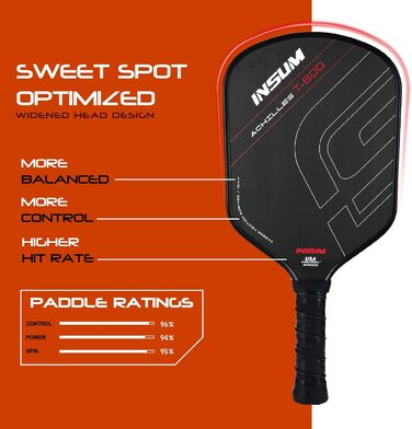 Ракетка для піклболу 16 мм з сумкою 800 Achilles Pickleball Paddle