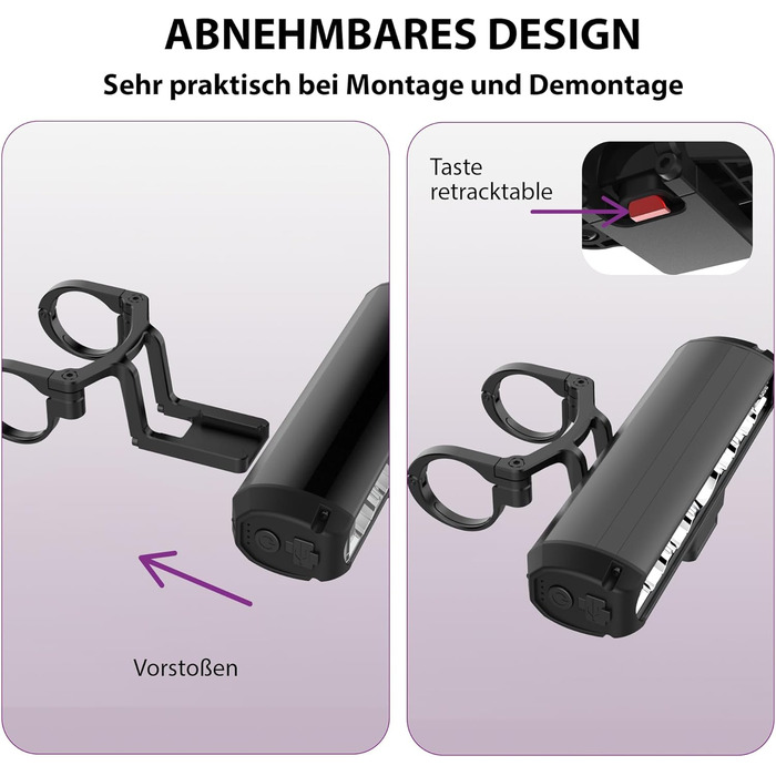 Світлодіодна велосипедна фара 8000mAh, 2600 люмен, 5 LED, USB-C, водонепроникна, алюмінієва, з 4 режимами, чорна