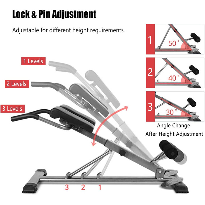 Римське крісло Машина для зворотної гіперекстензії, Сталеві гіпервправи Римський стілець Ергономічний, розбірний тренажер для тренування талії, живота, спини (колір червоний) червоний