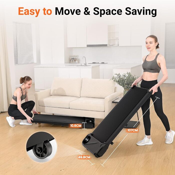 Безшумна бігова доріжка Walking Pad Dripex для дому, 120 кг, 1-6 км/год, 2.5 к.с., подвійна амортизація, міні-розмір, для домашнього офісу