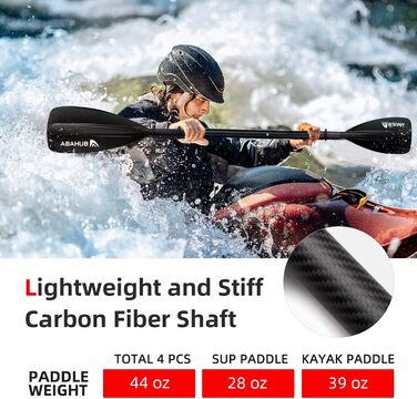 Весло Carbon SUP/Kayak, регульоване, легке, чорне-2в1