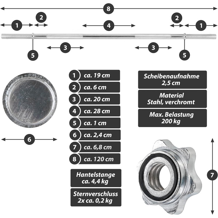 Набір штанг MAXXIVA 30 кг, 4 диски, Star Lock