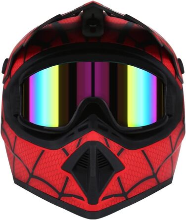 Дитячий мотокросовий шолом Senhill Spiderman, повнолицевий, DOT, з окулярами, для мотоцикла, велосипеда, унісекс