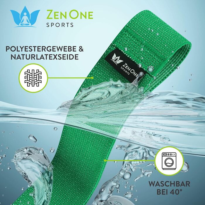 Спортивні фітнес-стрічки ZenOne з тканини, набір Resistance Bands з 5 шт. , стрічки опору для ніг і сідниць, гімнастичний браслет для силових тренувань, нарощування м'язів і тренувань з йоги, в т.ч. електронна книга та посібник з тренувань і відео. Барвис