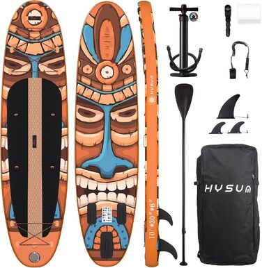 Надувна SUP-дошка HYSUM 10'x30''x6'' з аксесуарами – ультралегка дошка для веслування стоячи для всіх рівнів, весло, плавники, ремінець, насос, рюкзак