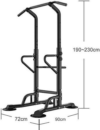 Тренажери sogesfurniture Power Tower with Dip Station, багатофункціональний тренажер Multi-Gym Power Tower зі штангою для підтягувань і ручками для віджимань, регулювання висоти від 190-230см, BH-PSBB002-N