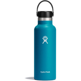 Термобутилка HYDRO FLASK 532 мл з нержавіючої сталі, вакуумна, спортивна, із широкою горловиною, кришкою Flex Cap та ремінцем, Laguna, підходить для посудомийки