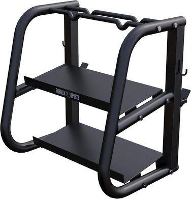 Стійка для гантелей та штанги GORILLA SPORTS, металева, чорна, до 300 кг, універсальна, 52x68,5x62 см