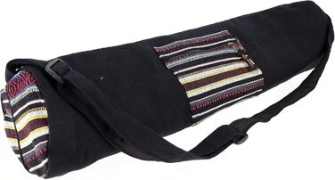 Сумка для йоги Boho Yoga Mat Bag, Сумка для йоги з Непалу - чорна, Чоловіки/Жінки, Бавовна, 70x24x14 см, Сумки для килимків для йоги (One Size, Black)