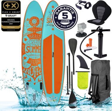 Надувна SUP дошка BRAST Summer 320x81x15 см, комплект з веслом, сидінням для каяка, камеротримачем, гарантія 5 років