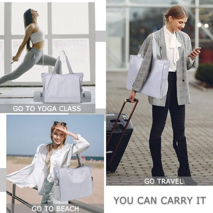 Сумка для йоги, BOCMOEO Yoga Tote Bags і Tote Bags для жінок, водонепроникний килимок для йоги, сумка-шопер, сумка через плече, для подорожей, пляжного та щоденного використання