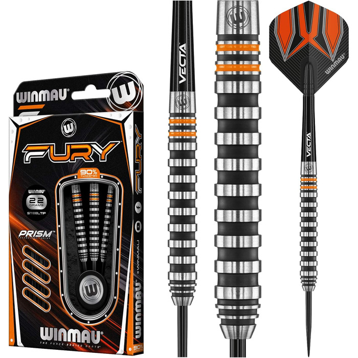 Вольфрамові дротики WINMAU Fury 22-28 г з польотами та валами Vecta