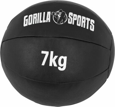 М'яч GORILLA SPORTS - 7 кг, тренувальний, фітнес, обтяження, слем (чорний)