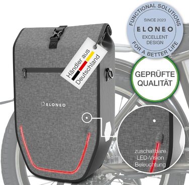 Багажна полиця ELONEO Pannier LED, водонепроникна, 28 л, сірий