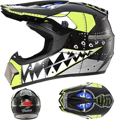 Дитячий мотокросовий шолом Fullface MTB з ABS, універсальний мотоциклетний шолом для чоловіків і жінок, для даунхілу, ATV, у комплекті з окулярами і рукавичками