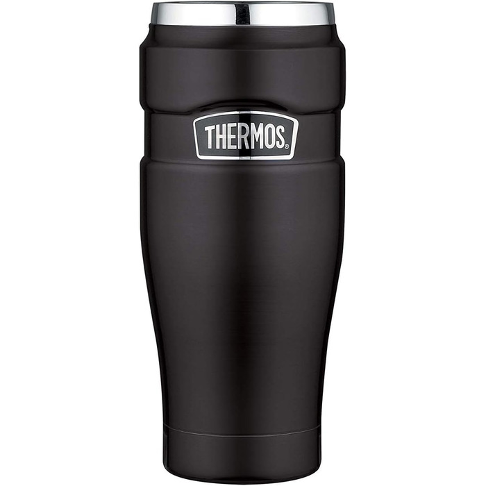 Термокружка Thermos STAINLESS KING, нержавіюча сталь, чорна матова, 0,47 л, для кави та чаю, герметична, з гачком для пакетика, BPA-free, зберігає тепло 7 годин, холод 18 годин, можна мити в посудомийці