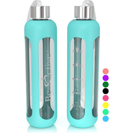 Be-Active скляна пляшка для води, боросилікатне скло, BPA-free, з силіконовим чохлом, 550 мл / 1000 мл