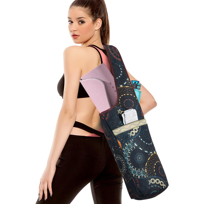 Для жінок, Yoga Mat Tote Bag, вміщує більше аксесуарів для йоги, підходить для більшості килимків Сумка для йоги в стилі бохо одного розміру