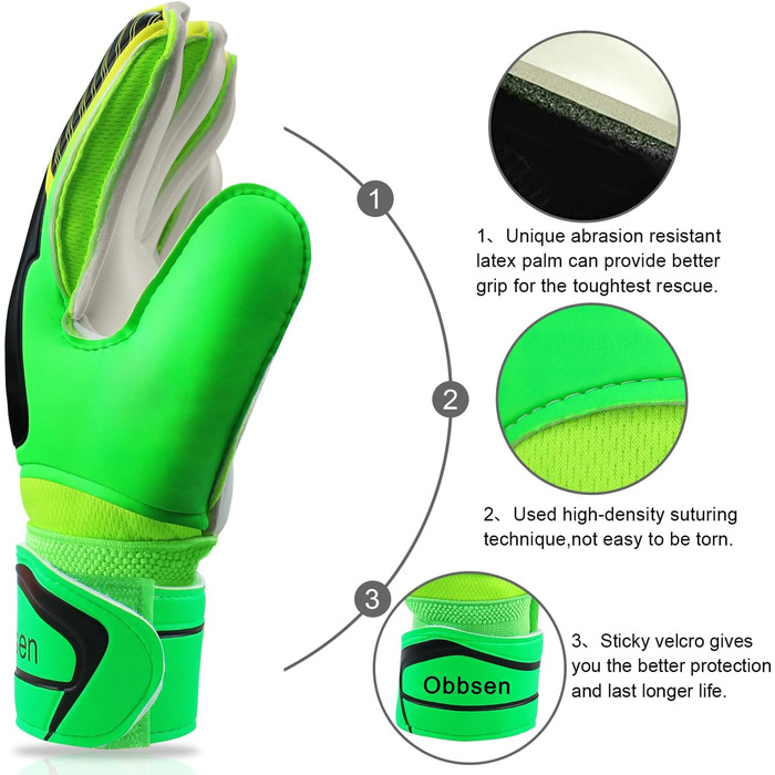 Рукавички воротарські Junior Unisex Super-Grip Fingersave зелені (р. 6)