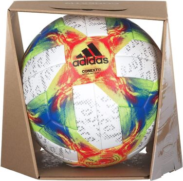 Футбольний м’яч adidas Conext 19 Omb, розмір 5, біло-жовтий/червоний/синій, офіційний матчевий