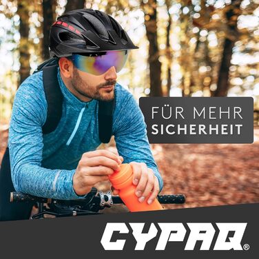 Велосипедний шолом CYPAQ з візором для чоловіків і жінок M/L – 3 магнітні окуляри, міський, трекінговий та шосейний, з інтегрованим світлом, знімною підкладкою та чохлом (L)