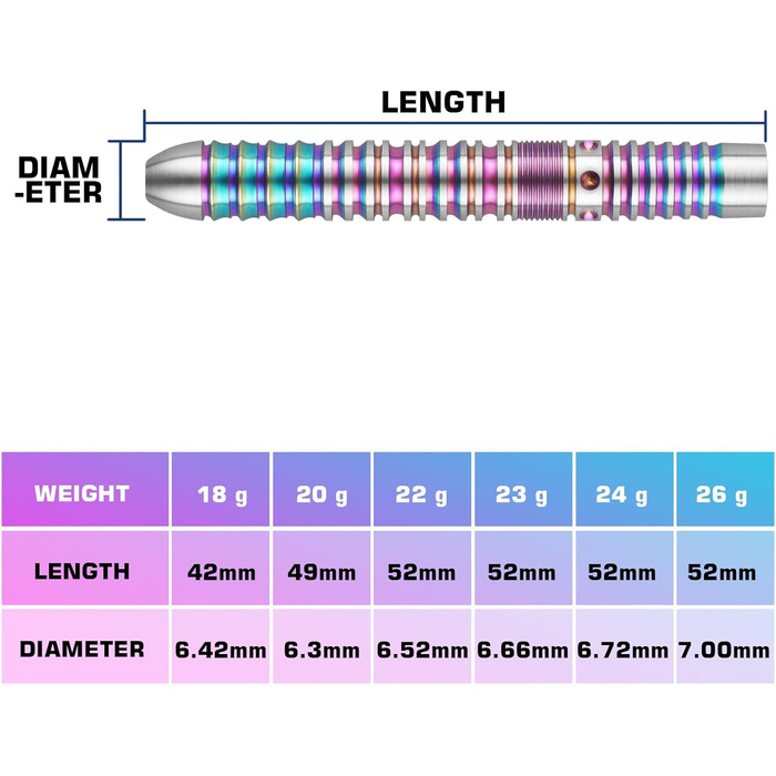 ВИГРАТИ Дротики MAX 90 22 г, 3 шт., вольфрам, металевий наконечник, барвистий
