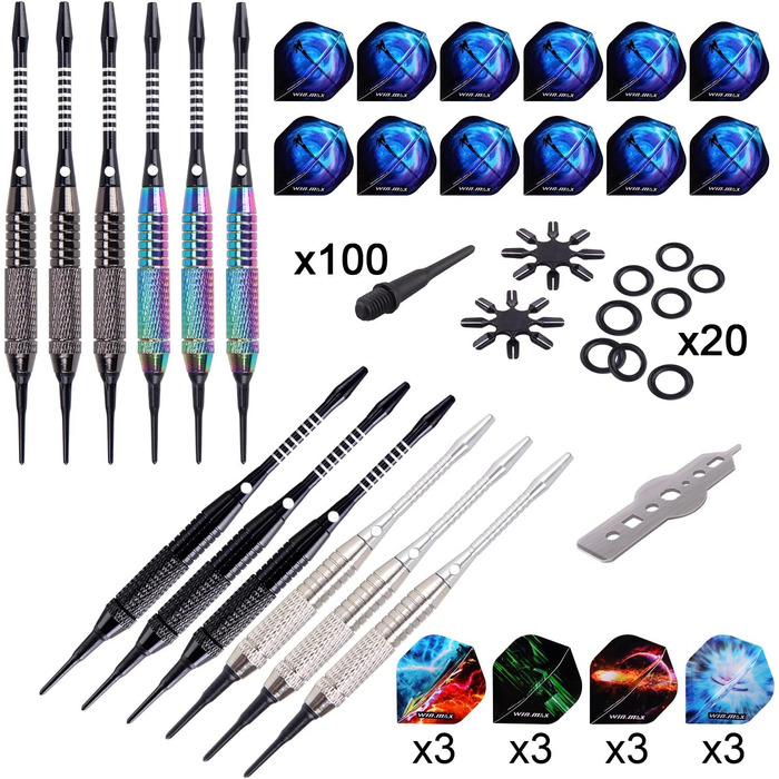 ВИГРАТИ. Набір MAX Soft Darts: 12 професійних дротиків, 18 г для електронного дартсу