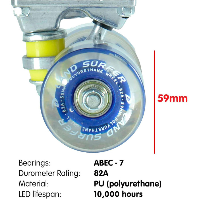Повний скейтборд з прозорою декою 56 см ABEC-7 Кулькові підшипники PU LED колеса (59 мм), які загоряються під час руху сумка для перенесення (прозора палуба СИНІЙ / СИНІЙ СВІТЛОДІОД)