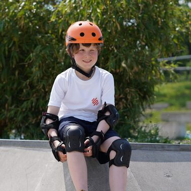 Набір протекторів для ковзанів SKATEWIZ - для дітей, підлітків та дорослих від німецького виробника 6 шт. з наколінниками, налокітниками та наручниками (XS - дитячі, чорні)