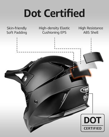 Мотокросовий шолом Yema YM-915 Fullface для ендуро, даунхілу, квадроцикла, MTB, BMX, сертифікат ECE, для дорослих чоловіків та жінок (M)