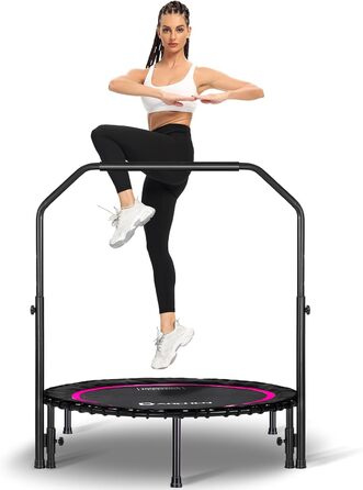 Батут DARCHEN 200KG Rebounder для дорослих, міні-батут для тренувань Small Rebounder Exercise для тренувань Fitness для спокійного та безпечного батуту в приміщенні 100CM (180кг - поручень, червоний)