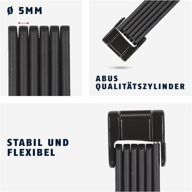 ABUS Bordo Classic 5900/90 ST – складаний велосипедний замок із загартованої сталі з чохлом, рівень безпеки 8